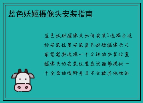 蓝色妖姬摄像头安装指南